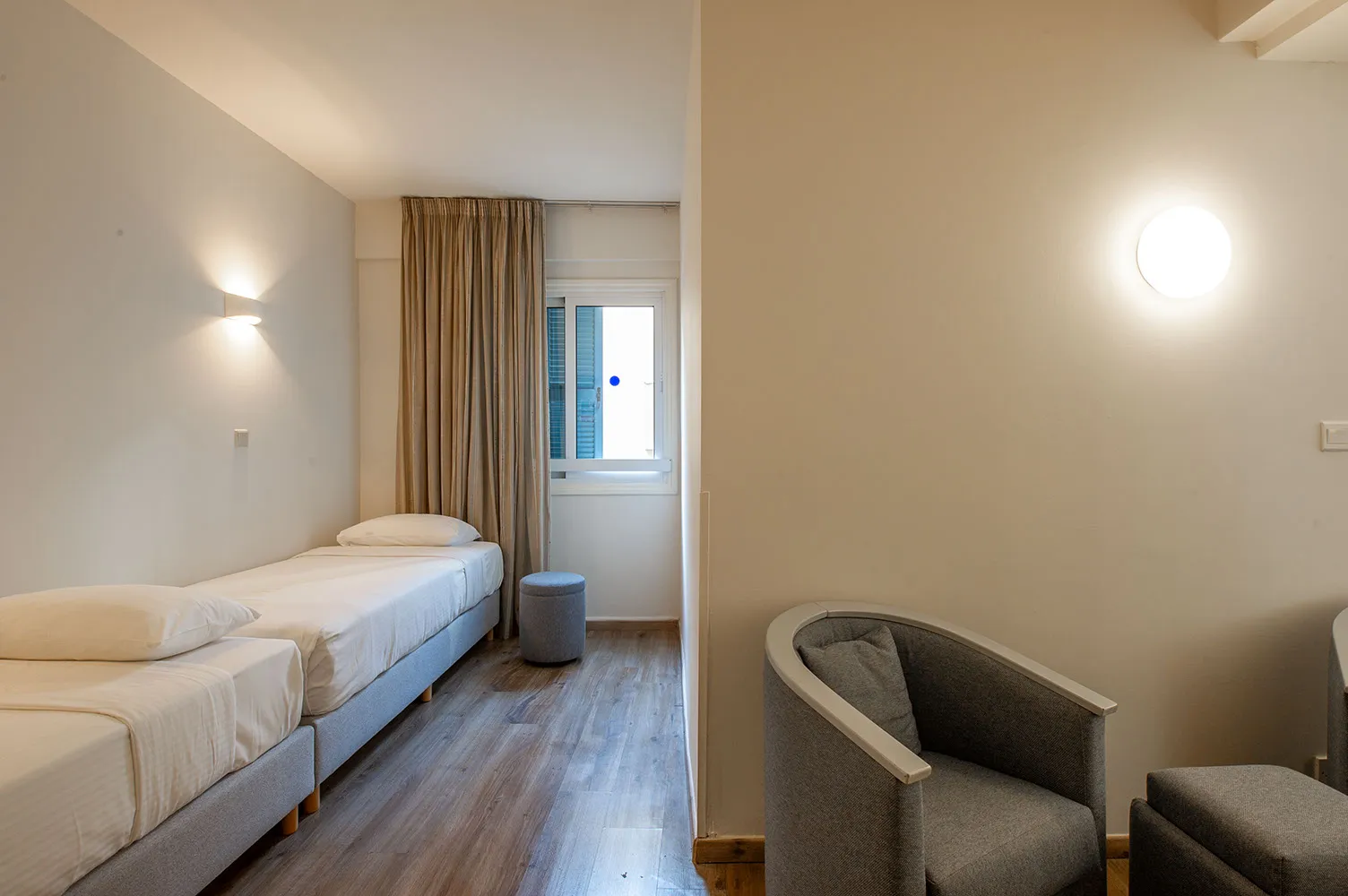Desk, sofa and bed
