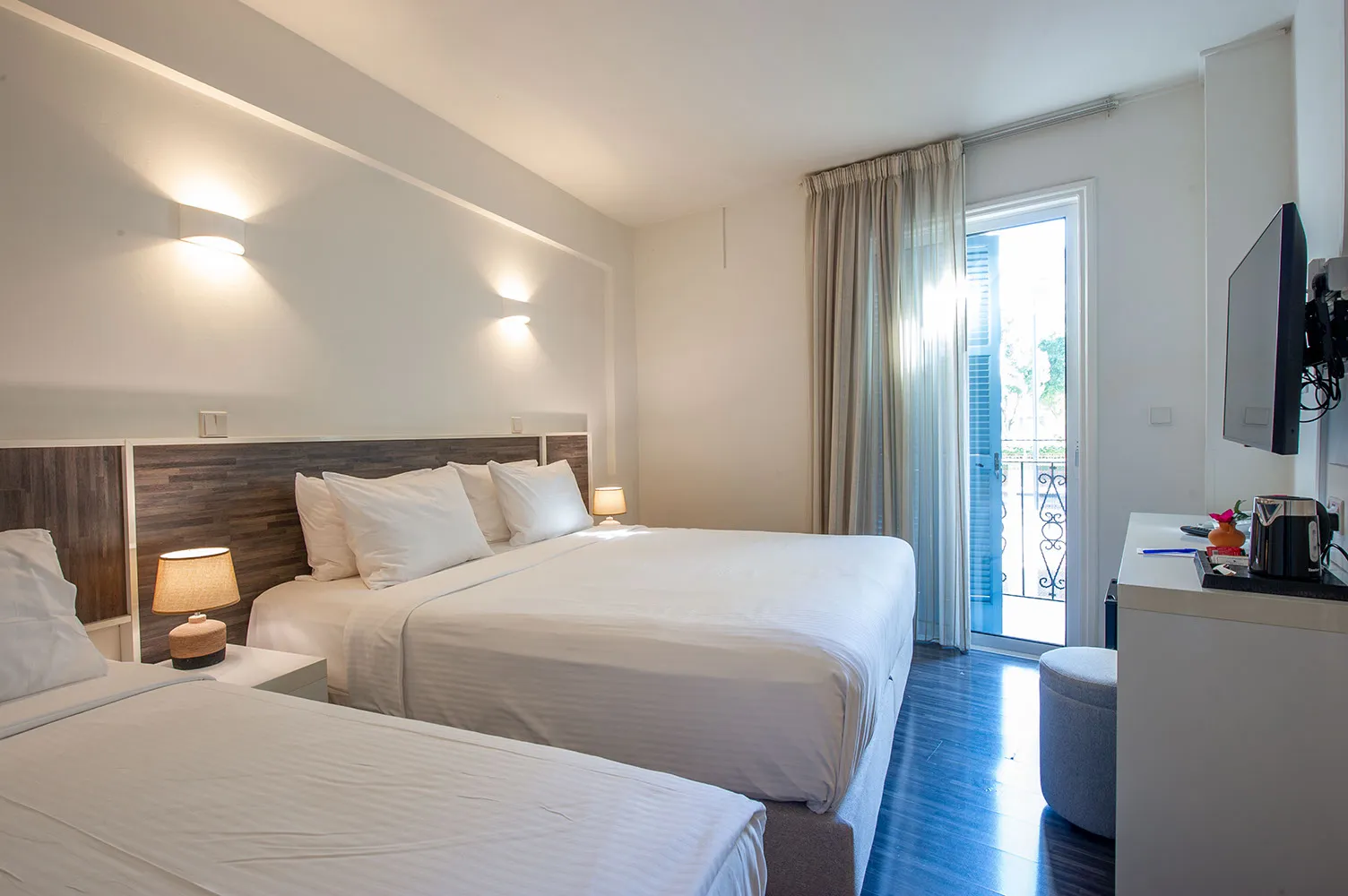 Double bed and seating